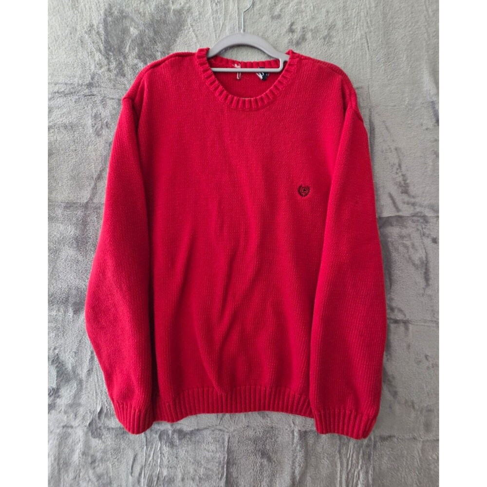 Chaps Men's XL Red Cotton Knit Crewneck Pullover Sweater 90's New England Preppy